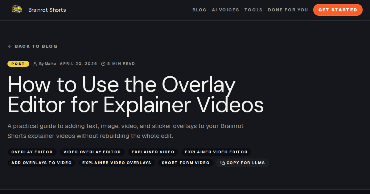 How to Use the Overlay Editor for Explainer Videos | Brainrot Shorts Blog
