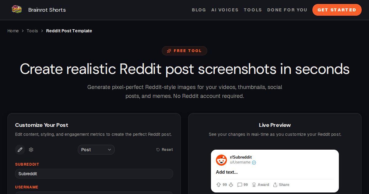 Reddit Comment Box Templete Free Reddit Post Template Generator — Create Realistic Screenshots ...